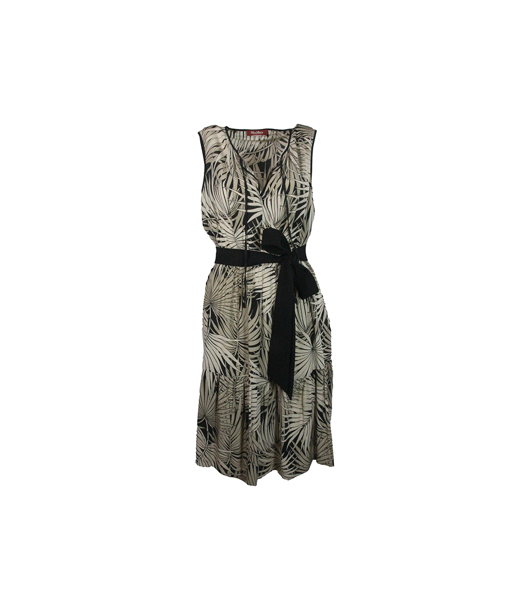 Vestido Curto Cinza Floral Com Faixa Preta