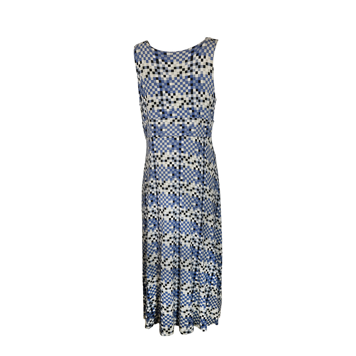 Vestido midi com estampa quadriculada