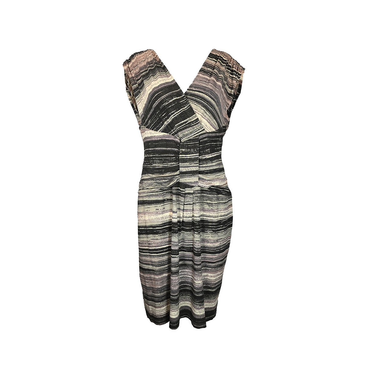 Vestido curto com listras em tons de marrom