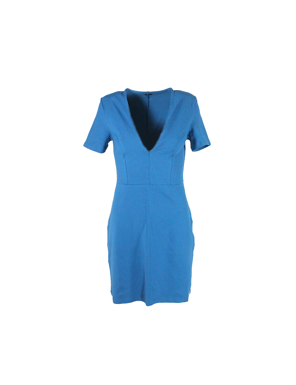 Vestido Curto Azul Com Decote Frontal