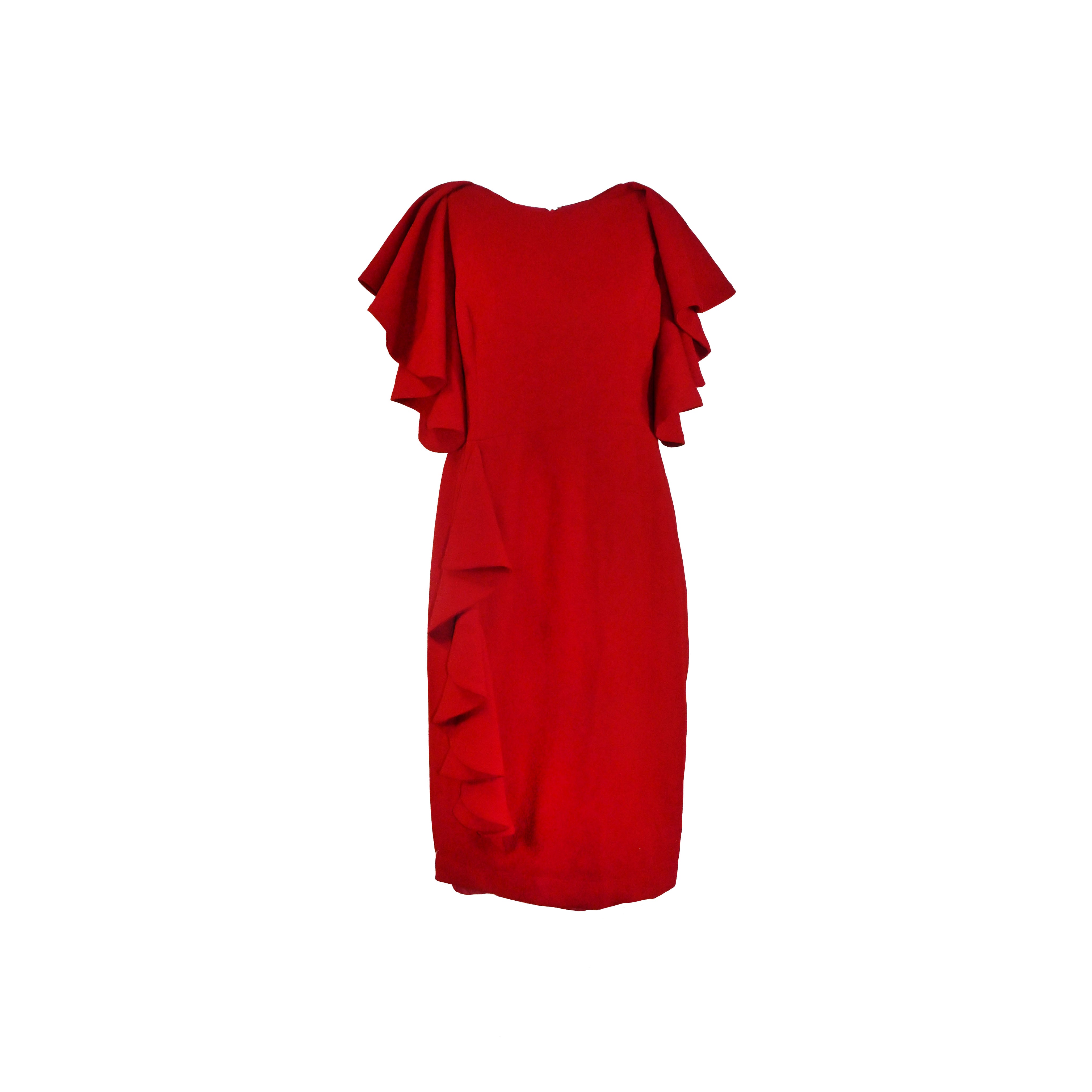 Vestido curto vermelho com babados
