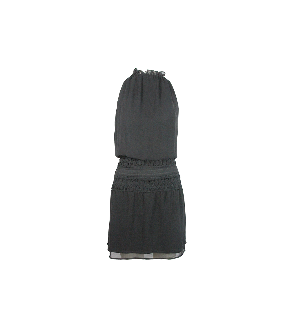 Vestido Curto Preto com Detalhes na Cintura