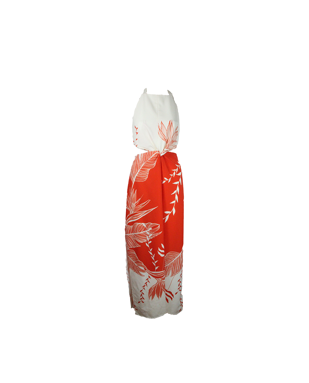 Vestido Longo Branco e Veremlho