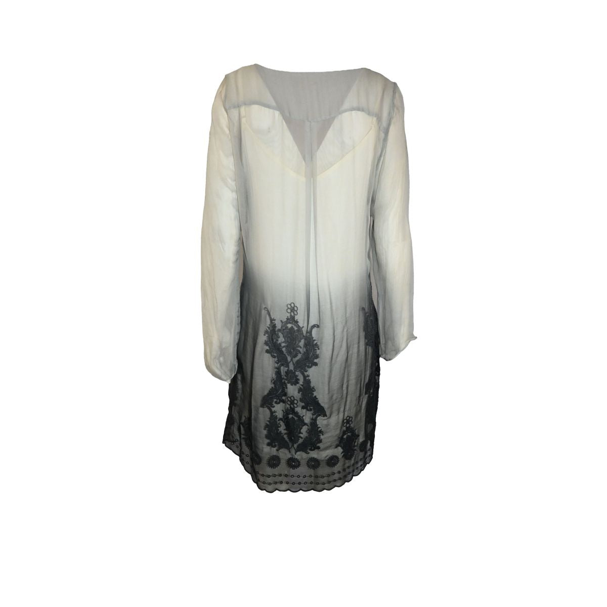 Vestido curto de seda cinza degradê