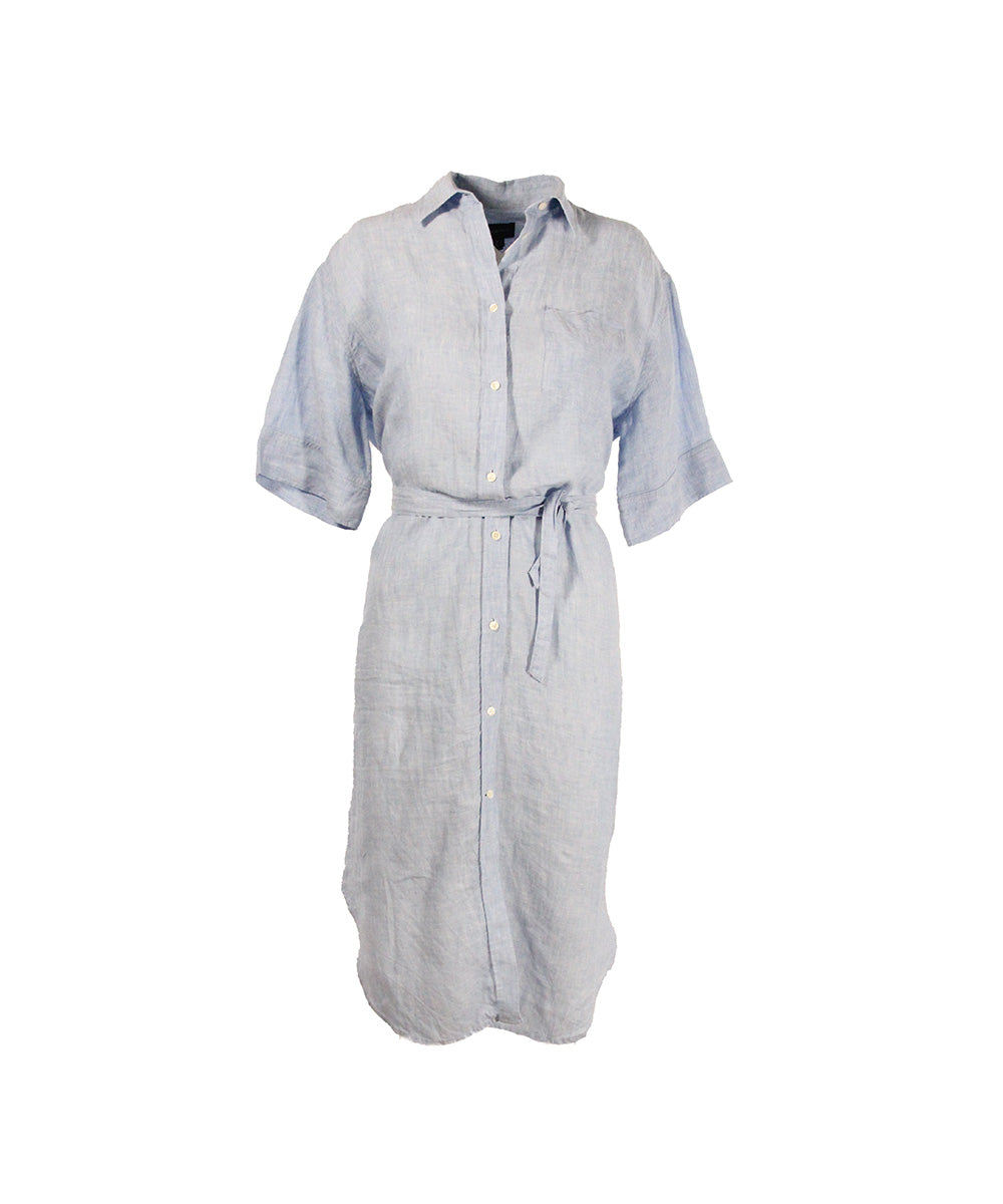 Vestido Midi Azul Claro com Botões