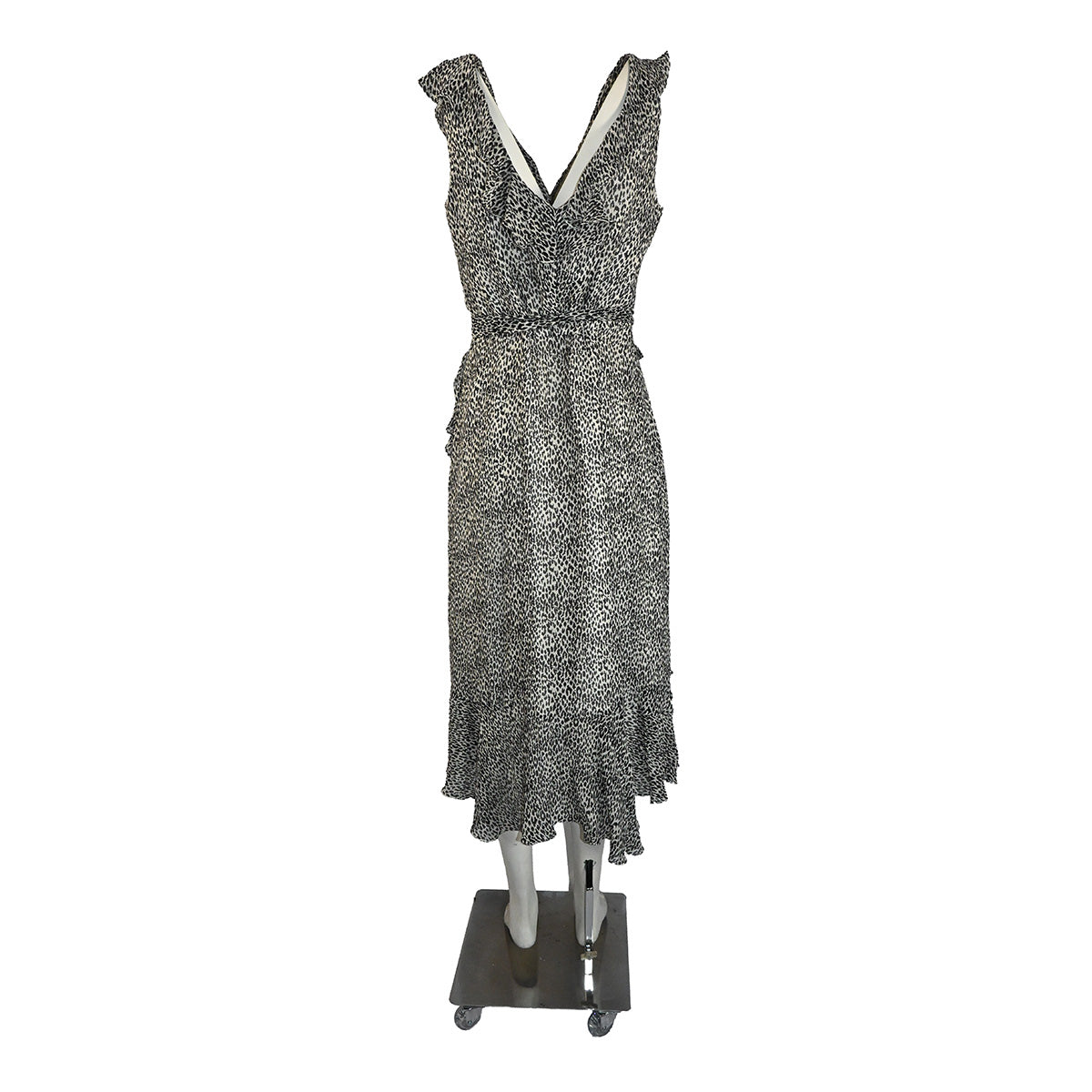 Vestido envelope de oncinha com babado