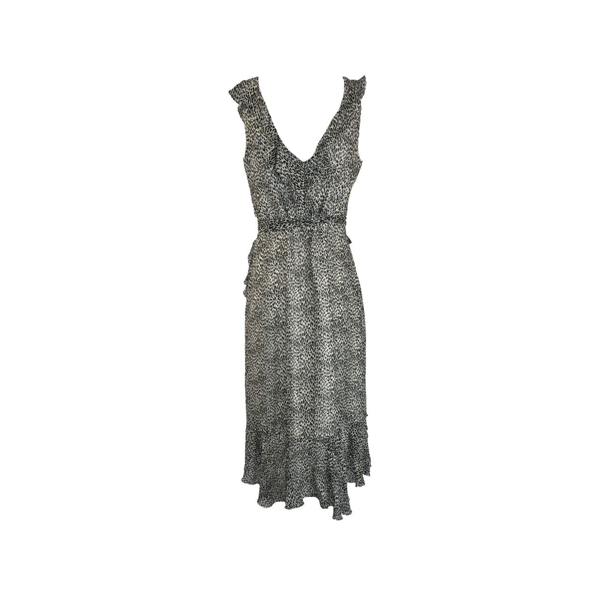Vestido envelope de oncinha com babado