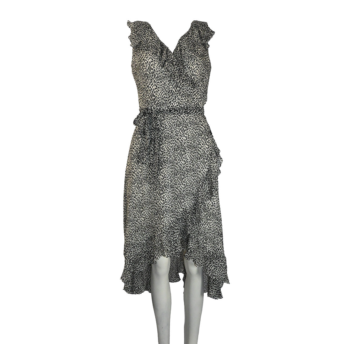 Vestido envelope de oncinha com babado