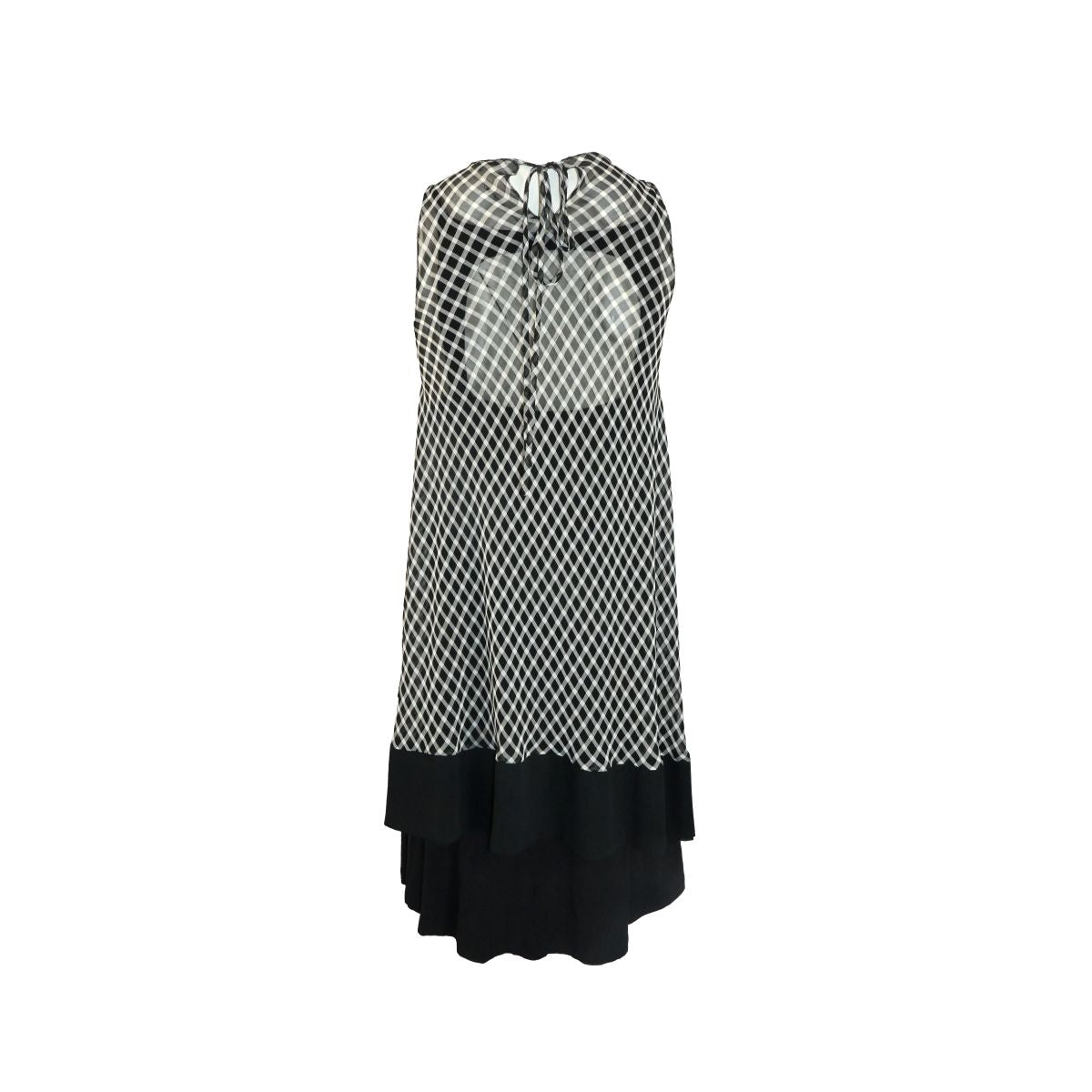 Vestido curto xadrez preto e branco
