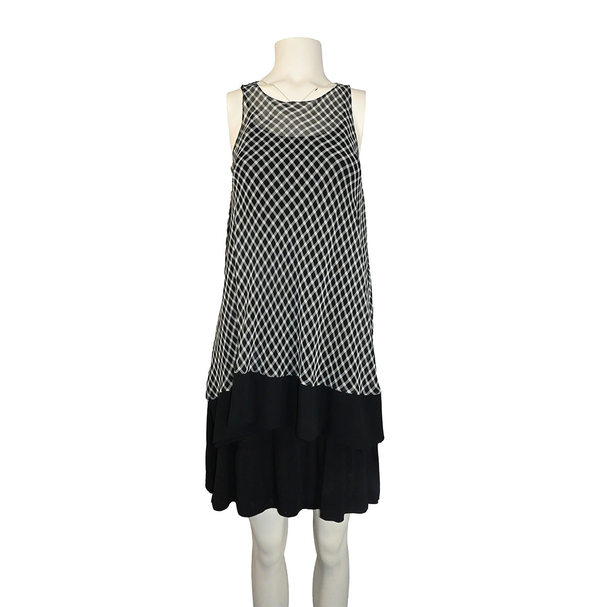 Vestido curto xadrez preto e branco