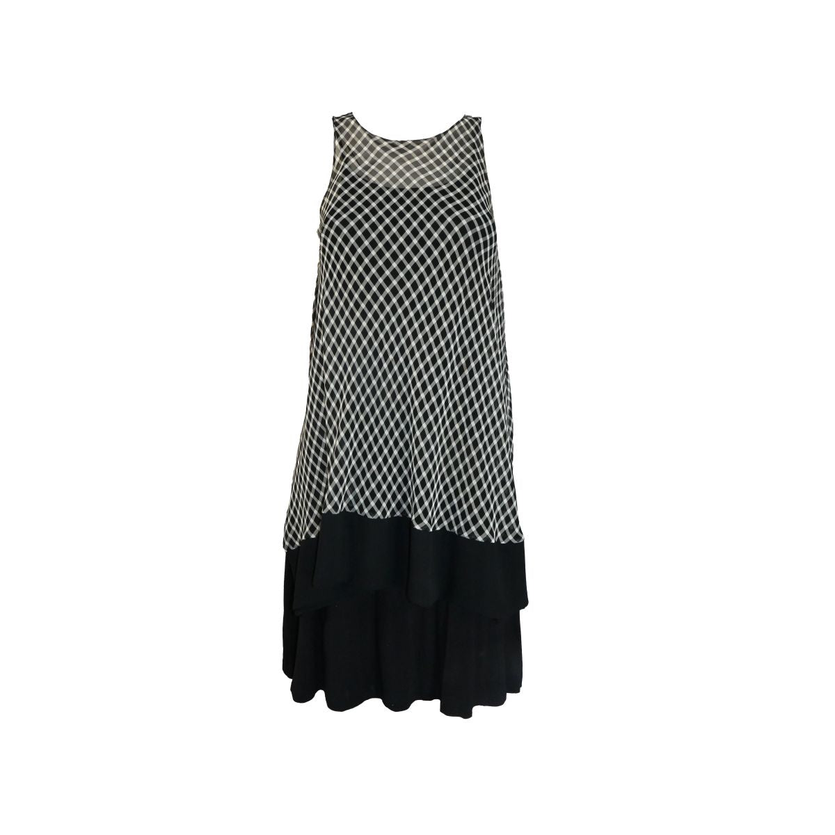 Vestido curto xadrez preto e branco