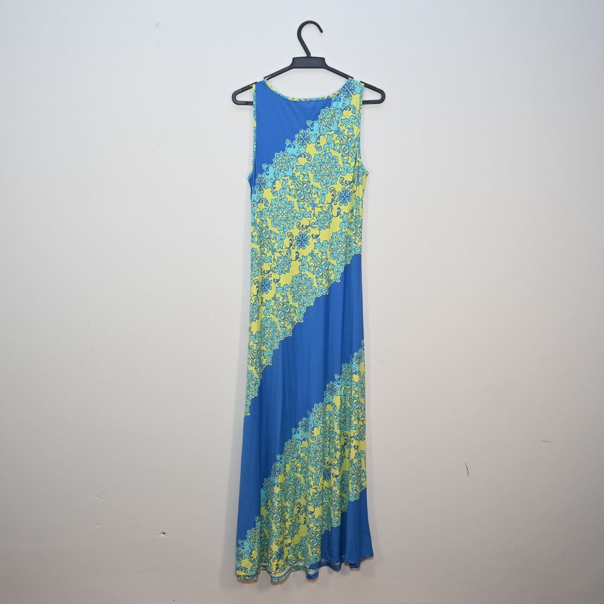 Vestido longo azul estampado
