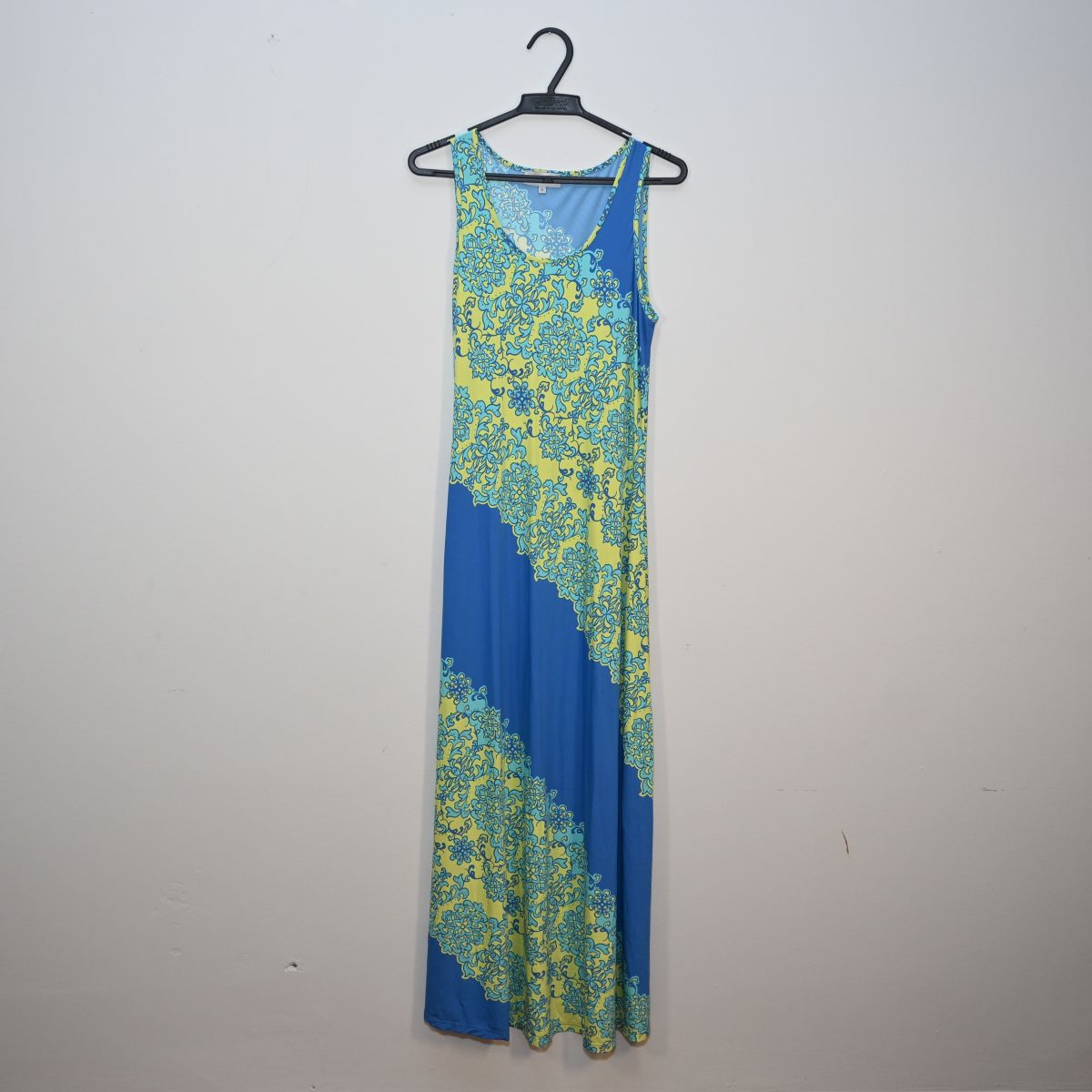 Vestido longo azul estampado