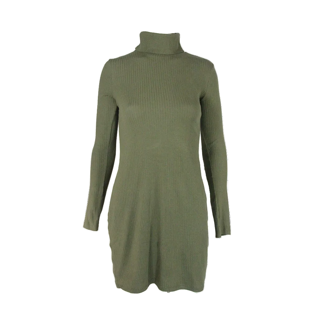 Vestido curto verde musgo com manga comprida