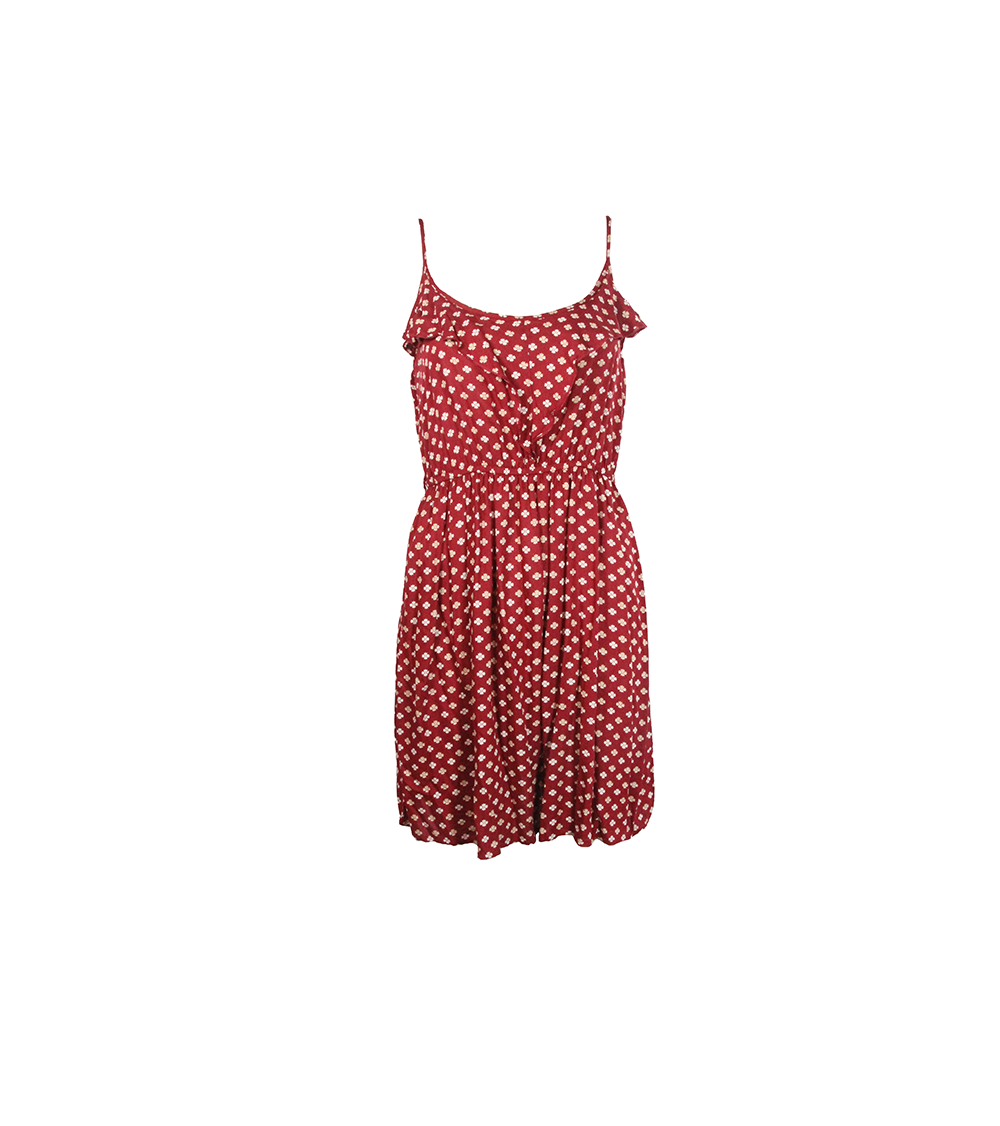 Vestido curto vermelho estampado