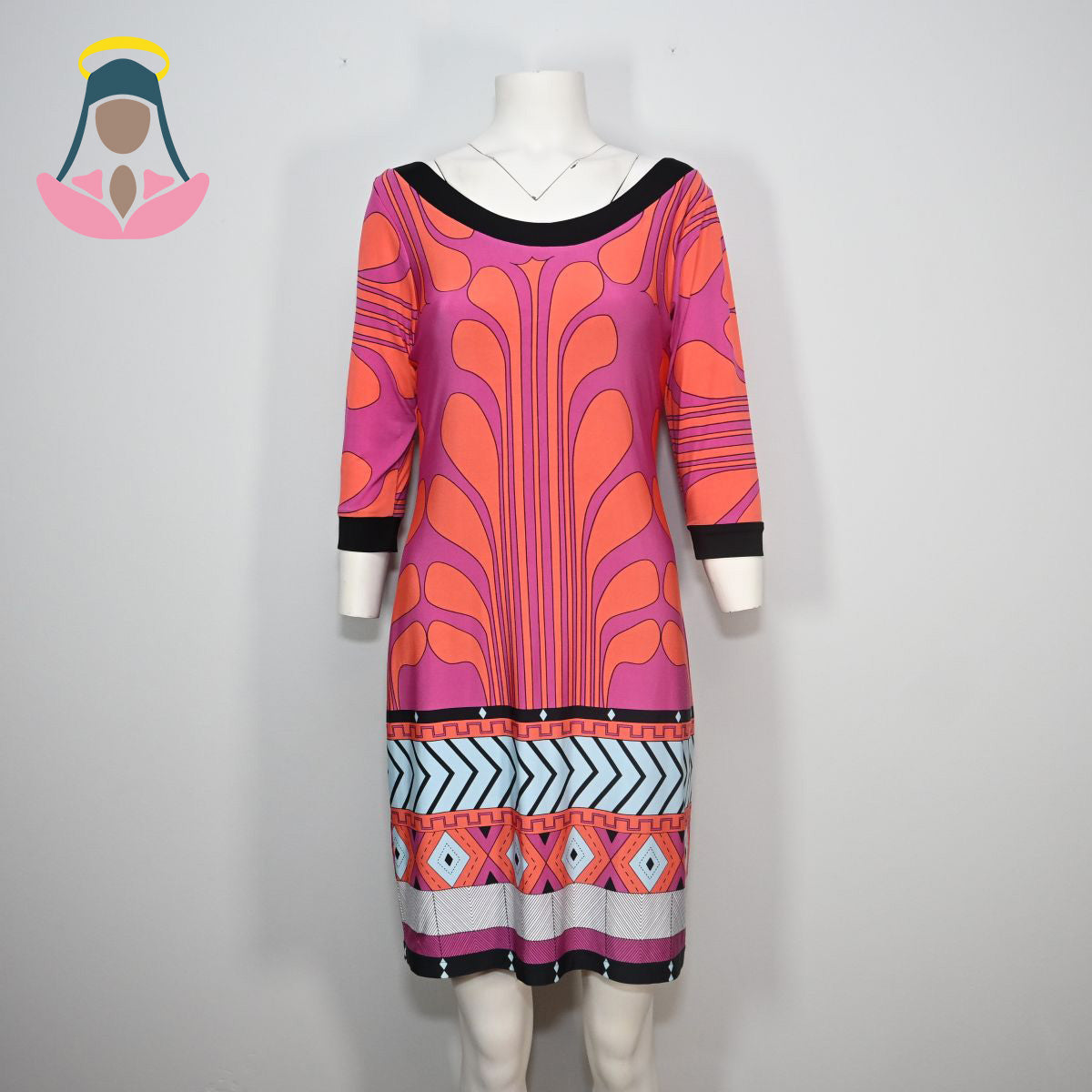 Vestido estampado com manga 3/4