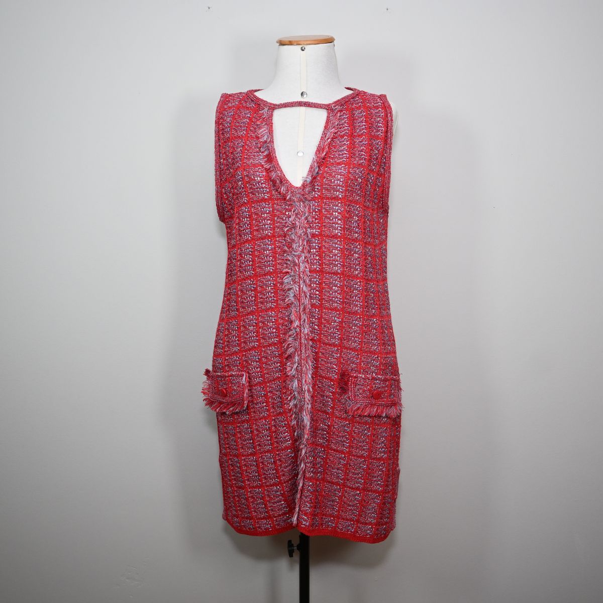 Vestido de malha tweed vermelho