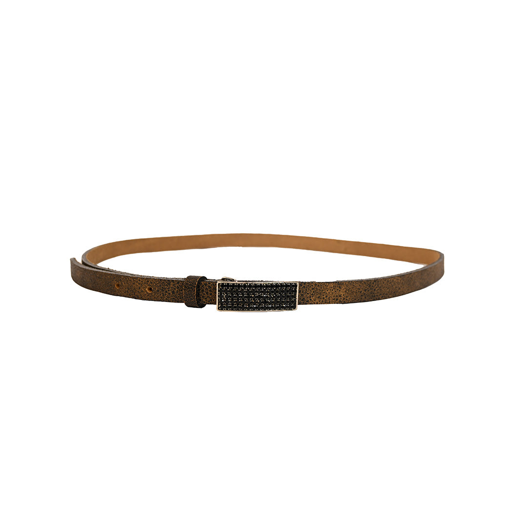 Cinto com fivela de strass preto