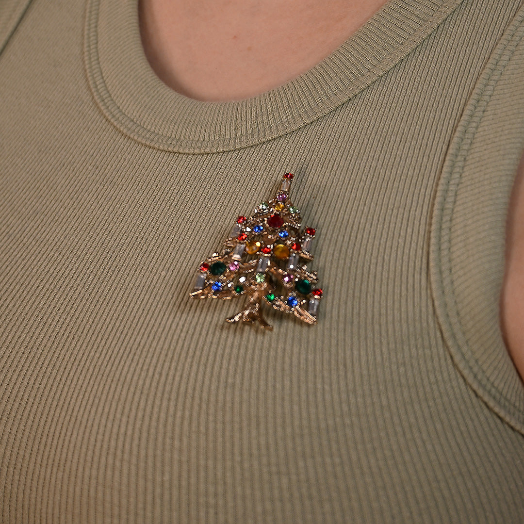 Broche de árvore com pedraria