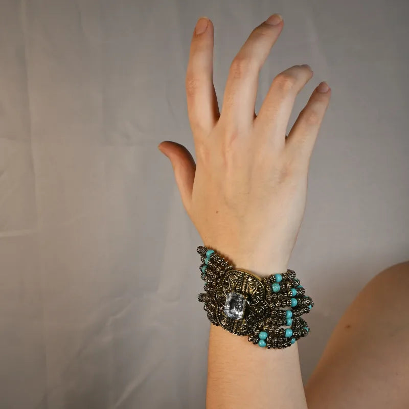 Pulseira Grande Miçangas e Metal
