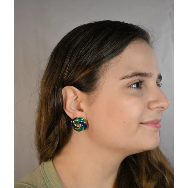 Brincos Dourado Azul e Verde