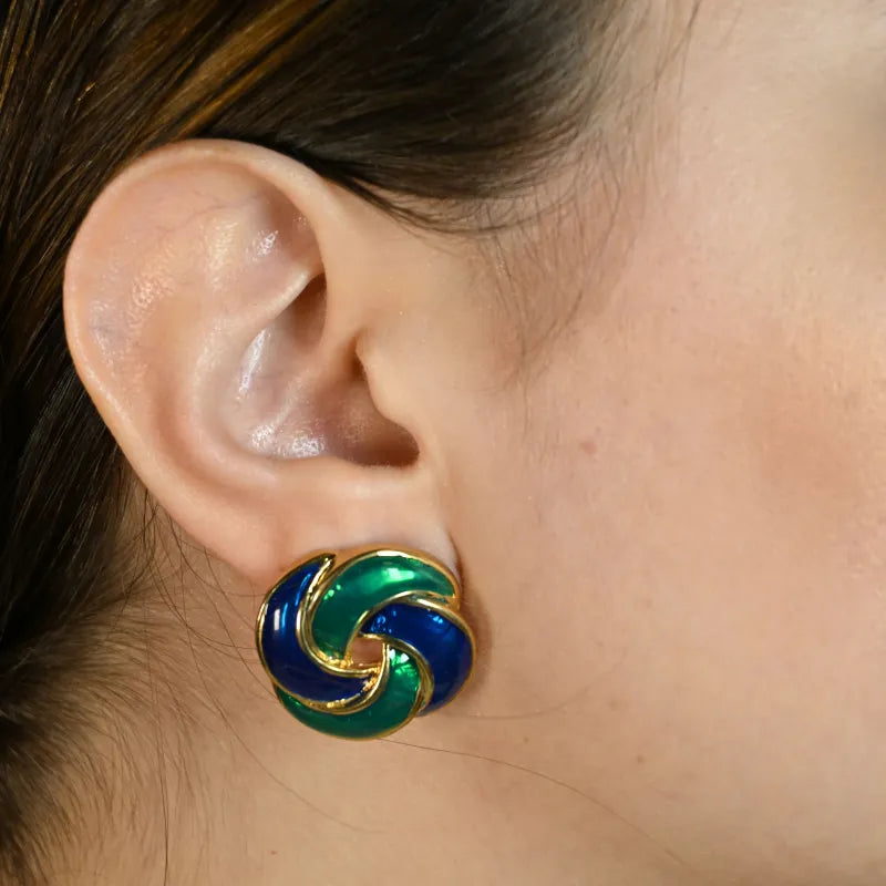 Brincos Dourado Azul e Verde