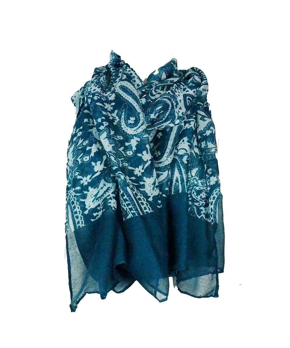 Lenço Azul e Branco Estampado