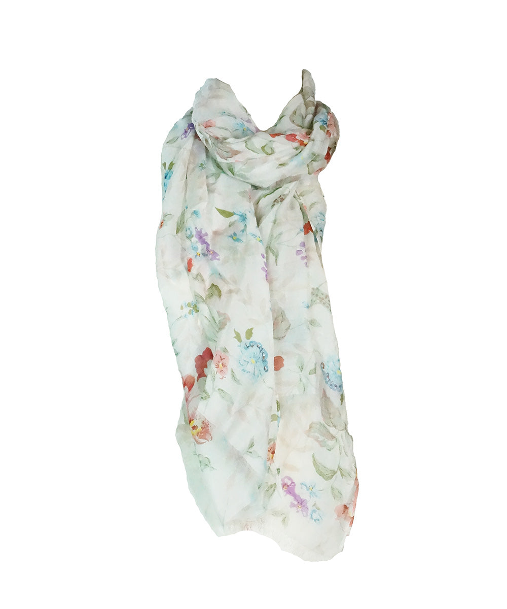 Lenço Branco Floral