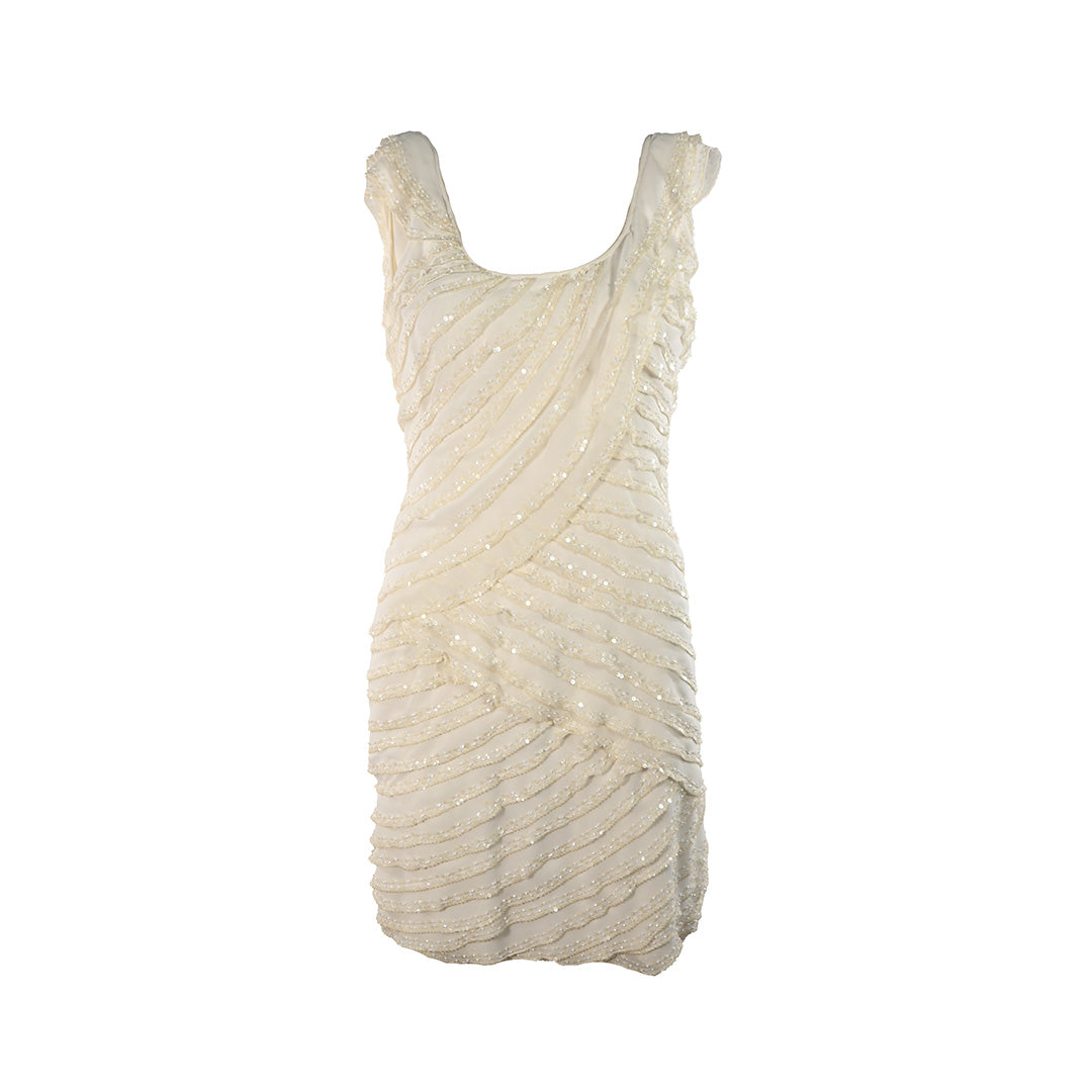 Vestido de festa curto branco com pedraria