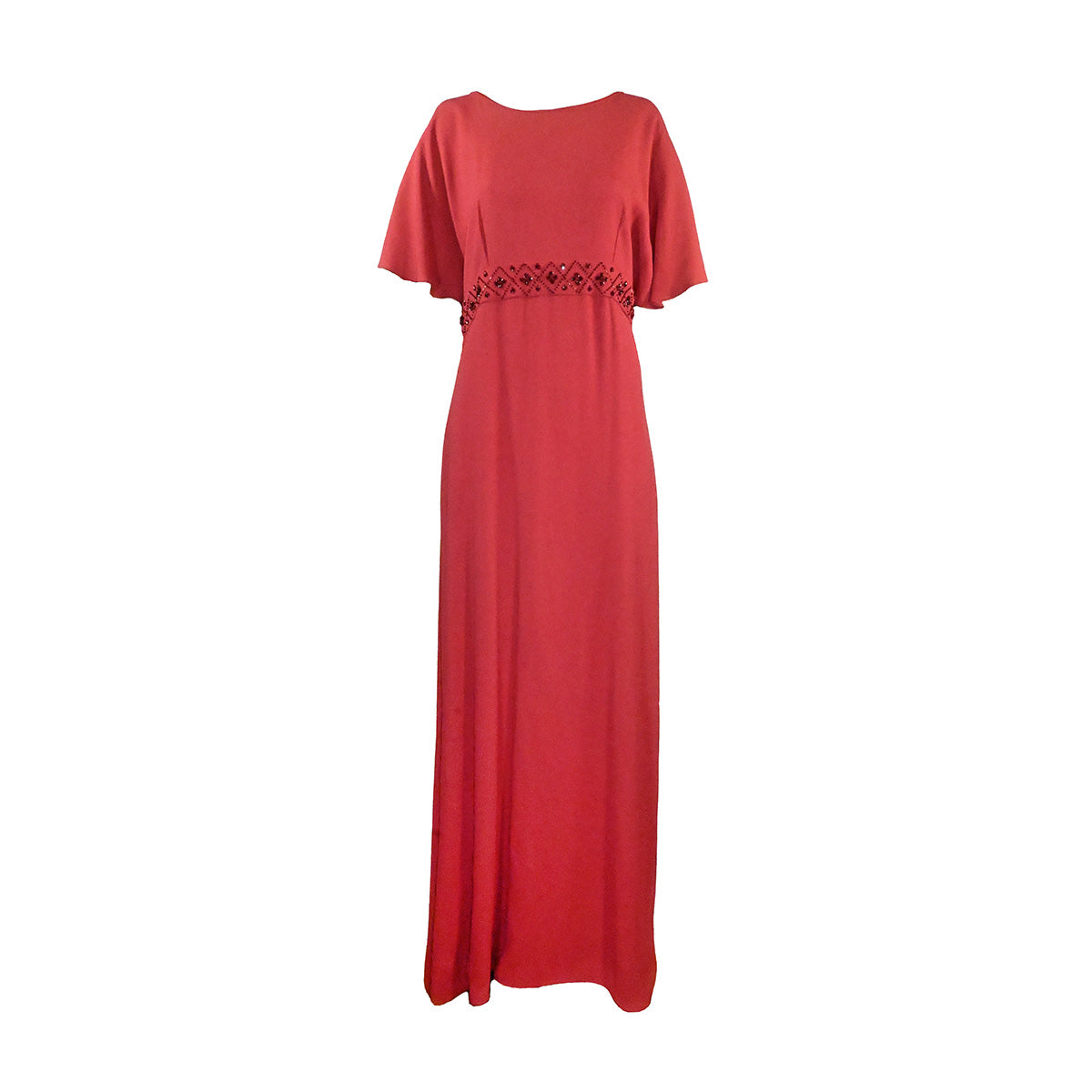Vestido de festa longo vermelho com decote nas costas