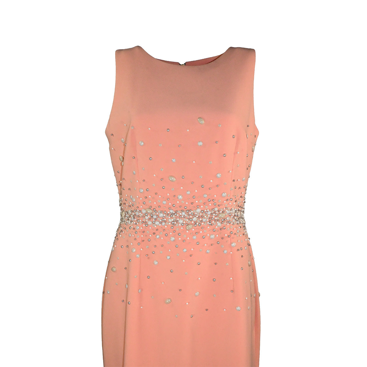 Vestido de festa laranja com perolas
