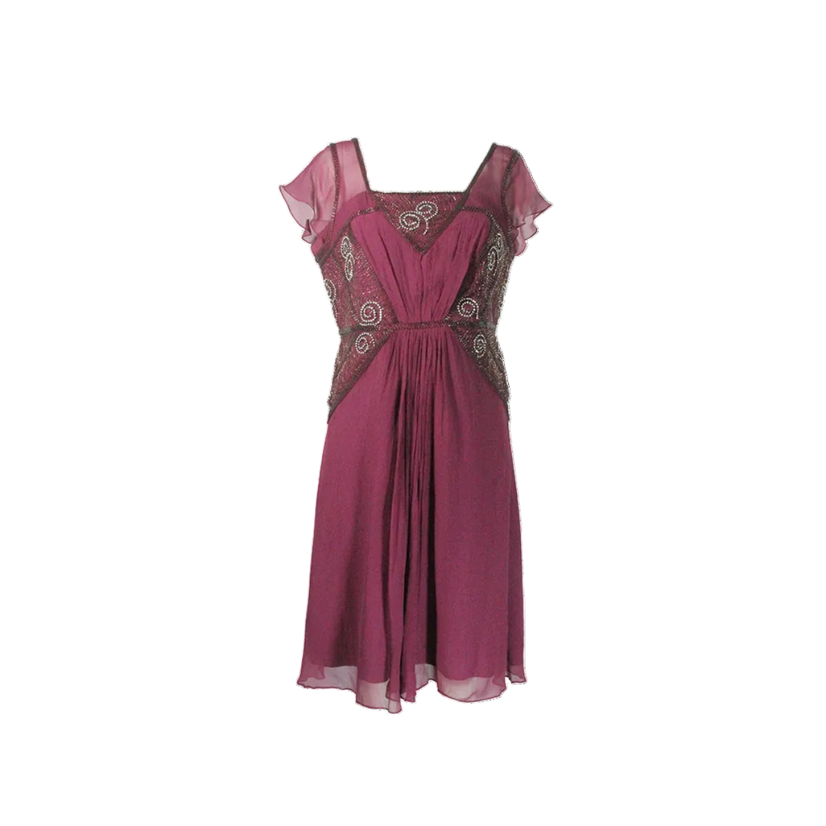 Vestido de festa curto vinho com bordado