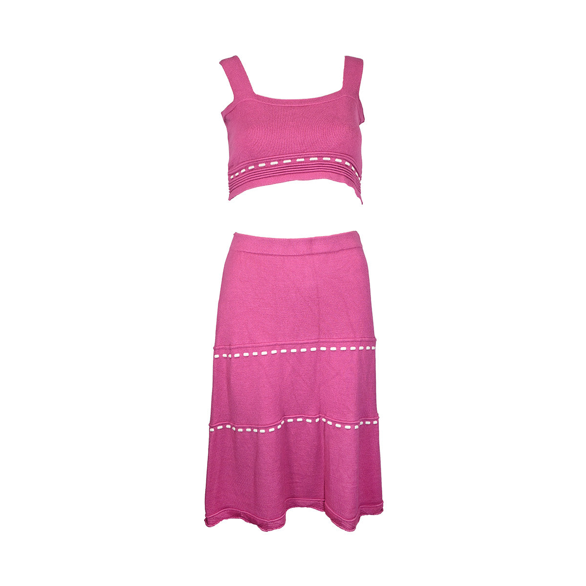 Cropped rosa com detalhe branco